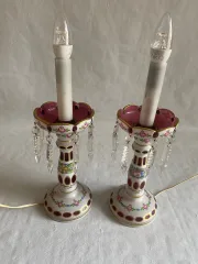 1970′ Paire de Lampes Baccarat Overlay