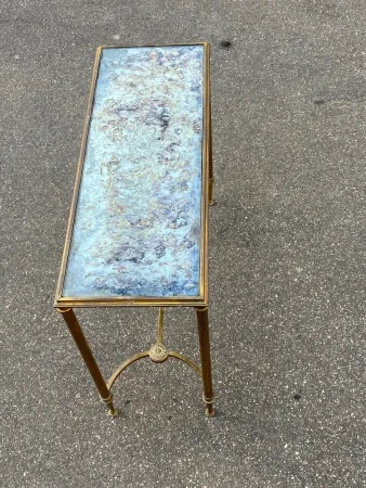 1950/70 Console Or End Of Sofa Gilt Bronze Maison Jansen Or Maison Charles Or Maison Bagués Aged Oxidized Mirror Tray With Spacer