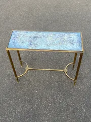 1950/70 Console Or End Of Sofa Gilt Bronze Maison Jansen Or Maison Charles Or Maison Bagués Aged Oxidized Mirror Tray With Spacer