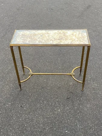 1950/70 Console Or End Of Sofa Gilt Bronze Maison Jansen Or Maison Charles Or Maison Bagués Aged Oxidized Mirror Tray With Spacer