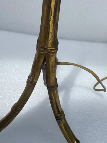 1970′ Paire De Lampadaires En Bronze Doré Maison Baguès Modèle Bambou