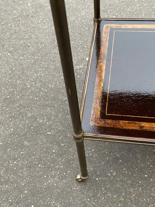 1950′ Maison Jansen Table In Patinated Bronze With Coromandel Chinese Lacquer Trays