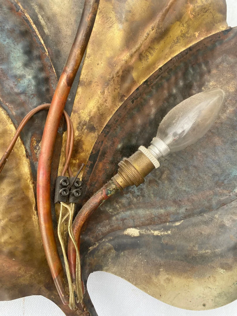 1970′ Pair of Sconces In Silvered And Patinated Brass Fernandez Or Isabelle Faure Or Duval Brasseur