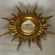 1950/70' Miroir soleil Convexe, Bois Doré – Diamètre 50 cm