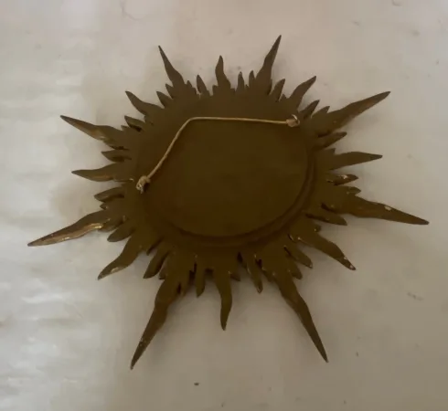 1950/70' Miroir soleil Convexe, Bois Doré – Diamètre 50 cm