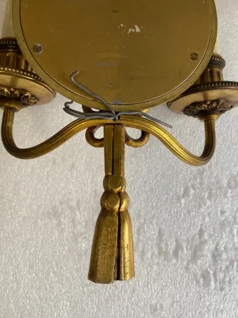 1950/70′ 2 Pairs of Gilt Bronze Sconces With Convex Mirror Signed Petitot
