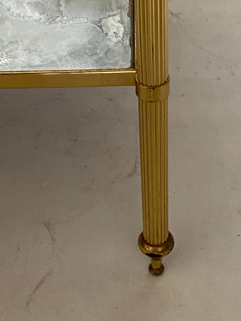 1970′ Paire de Bouts de Canapé Carrés Maison Baguès Plateaux Miroirs Oxydés Argentés