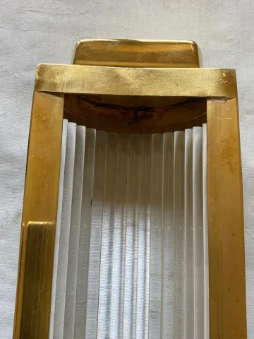 1970' Pair Of Brass Or Bronze Sconces With Glass Tubes Genet Michon Or Petitot Style