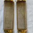 1970’ 2 Paire D’Appliques En Laiton Ou Bronze A Tubes de Verre Style Genet Michon Ou Petitots