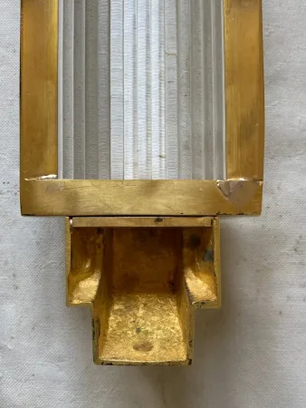 1970’ 2 Paire D’Appliques En Laiton Ou Bronze A Tubes de Verre Style Genet Michon Ou Petitots