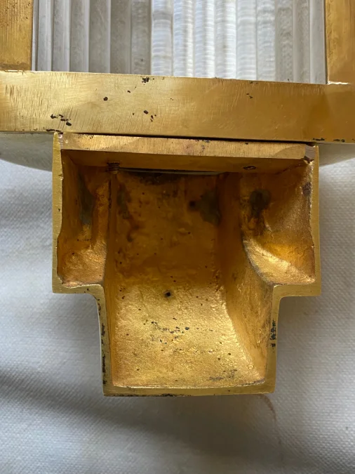 1970' Pair Of Brass Or Bronze Sconces With Glass Tubes Genet Michon Or Petitot Style