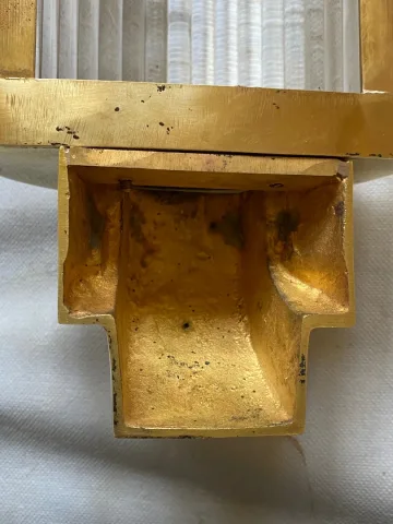 1970' Pair Of Brass Or Bronze Sconces With Glass Tubes Genet Michon Or Petitot Style