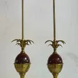 1970′ Paire De Lampes En Bronze Style Maison Charles Avec Oeuf En Bakélite Couleur Ambrée