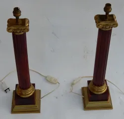 1950/70 Paire De Lampes Maison Jansen, Laiton et Bakélite, Couleur Ambré