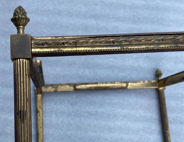 1970′ Série de 3 Tables Gigognes Maison Baguès Modèle Bambou Bronze Doré 3 Plateaux Opaline Noire