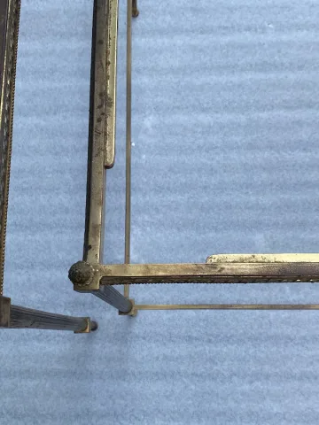 1970′ Série de 3 Tables Gigognes Maison Baguès Modèle Bambou Bronze Doré 3 Plateaux Opaline Noire