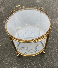 1970′ Maison Bagués Rolling Trolley In Brass And Gilt Bronze