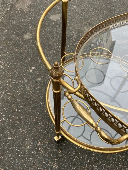 1970′ Maison Bagués Rolling Trolley In Brass And Gilt Bronze