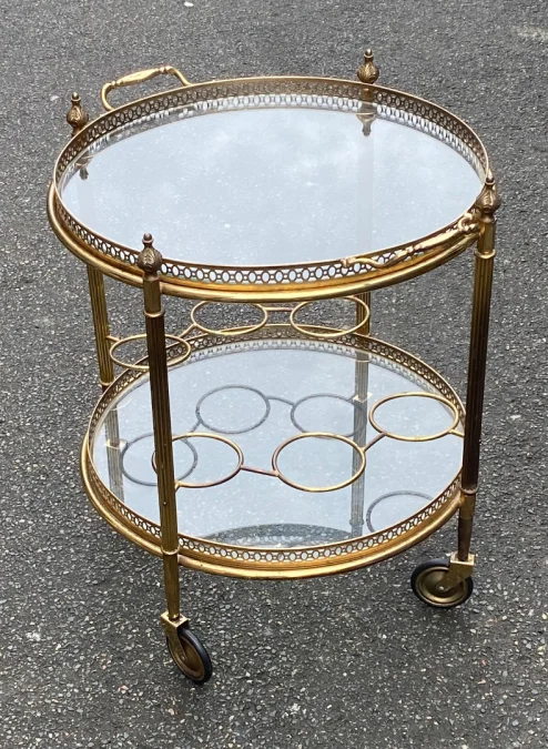 1970′ Maison Bagués Rolling Trolley In Brass And Gilt Bronze
