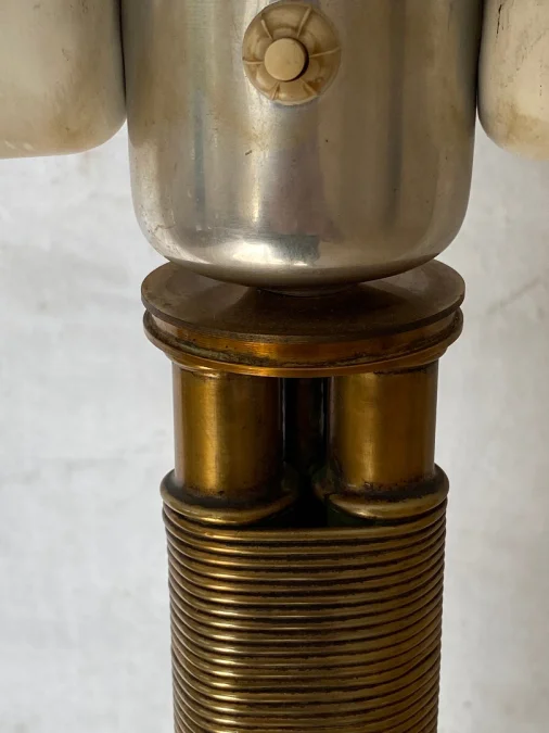 1950/70 Lampadaire en Bronze Doré Maison Bagués Modèle Palmier 3 Tiges Decor Bambou