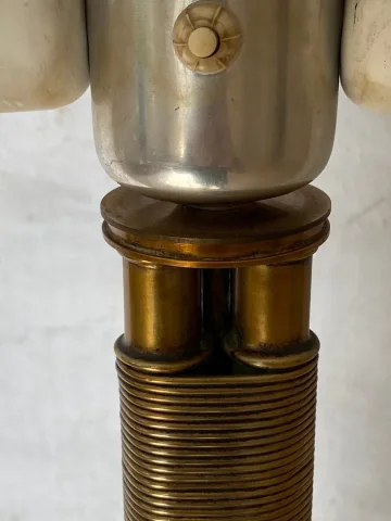 1950/70 Lampadaire en Bronze Doré Maison Bagués Modèle Palmier 3 Tiges Decor Bambou