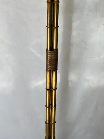 1950/70 Lampadaire en Bronze Doré Maison Bagués Modèle Palmier 3 Tiges Decor Bambou