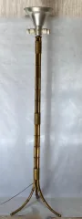 1950/70 Lampadaire en Bronze Doré Maison Bagués Modèle Palmier 3 Tiges Decor Bambou