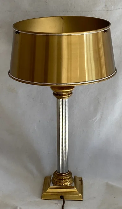 1970′ Lamp In Gilt Bronze And Nickel Plated Charles Style Unsigned