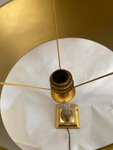 1970′ Lampe En Bronze Doré Et Nickelé Style Charles Non Signée