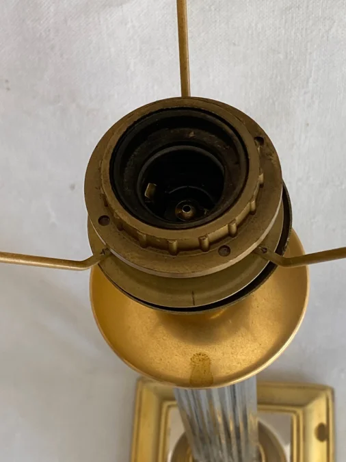 1970′ Lamp In Gilt Bronze And Nickel Plated Charles Style Unsigned