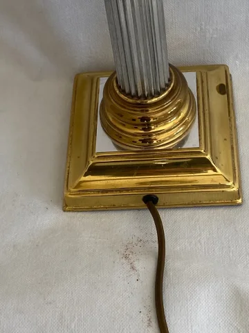 1970′ Lampe En Bronze Doré Et Nickelé Style Charles Non Signée