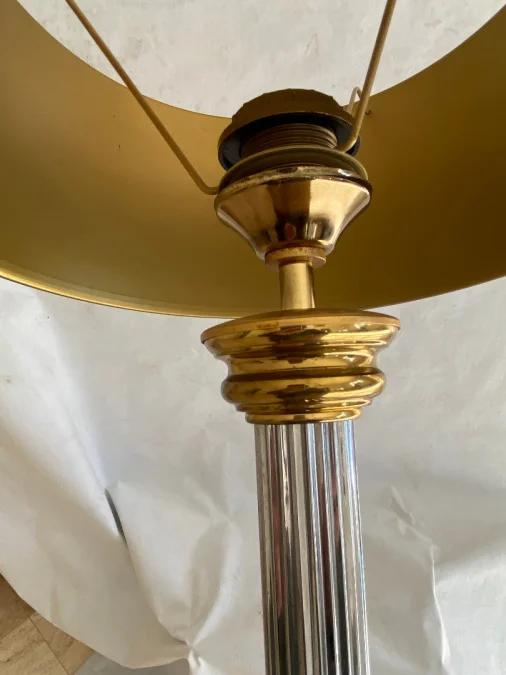 1970′ Lamp In Gilt Bronze And Nickel Plated Charles Style Unsigned