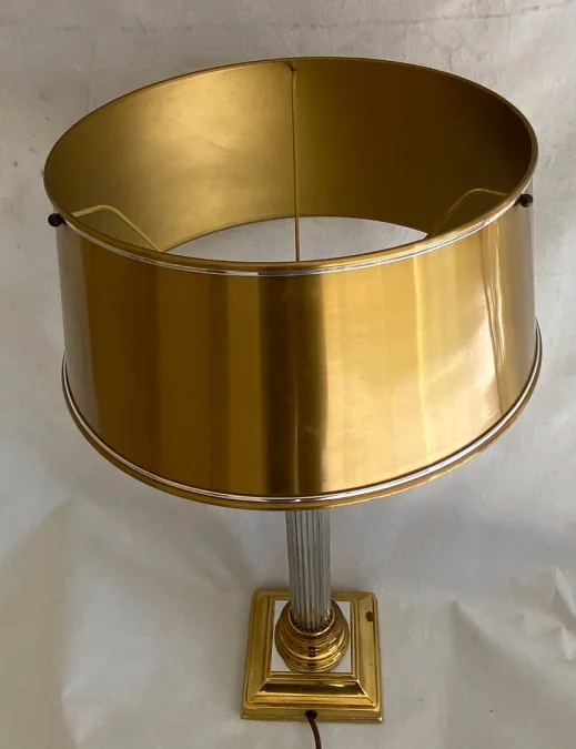1970′ Lamp In Gilt Bronze And Nickel Plated Charles Style Unsigned