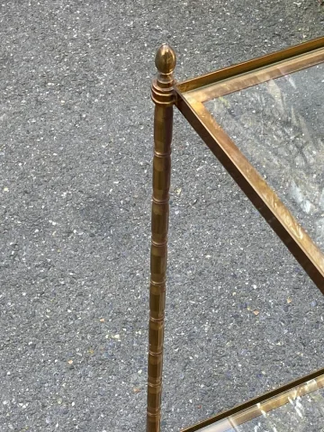 1950/70′ Maison Bagués Rolling Trolley Bronze Decor Bamboo With Towel Holder