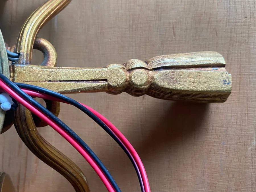 1950/70′ Pair of Gilt Bronze Sconces With Convex Mirror Signed Petitot