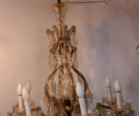 1920/40′ Marie Thérèse Cage Chandelier in Bohemian Crystal