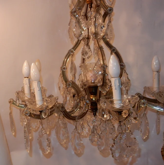 1920/40′ Marie Thérèse Cage Chandelier in Bohemian Crystal
