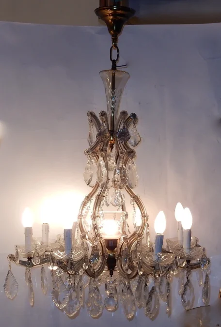 1920/40′ Marie Thérèse Cage Chandelier in Bohemian Crystal