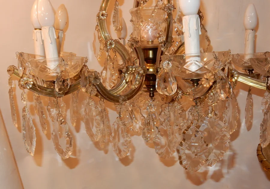 1920/40′ Marie Thérèse Cage Chandelier in Bohemian Crystal