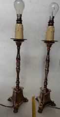 1900/1920 ‘ Pair of Tripod Candlesticks in Silvered Bronze Signed A.Mourier