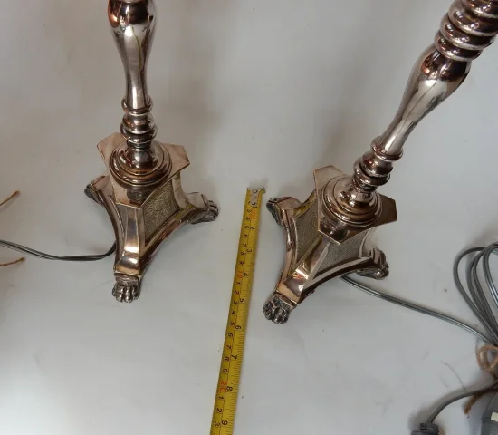 1900/1920 ‘ Pair of Tripod Candlesticks in Silvered Bronze Signed A.Mourier