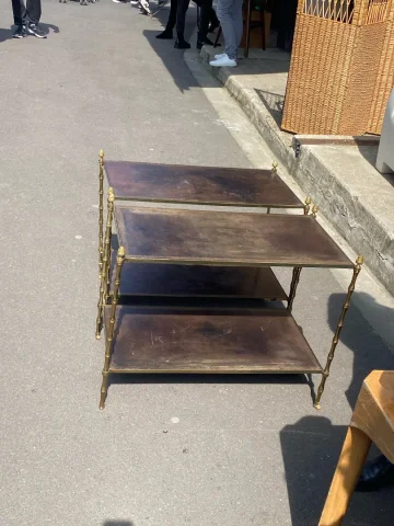 1970′ Pair Of 2-Tier Sofa Ends Maison Baguès Vintage Leather Trays