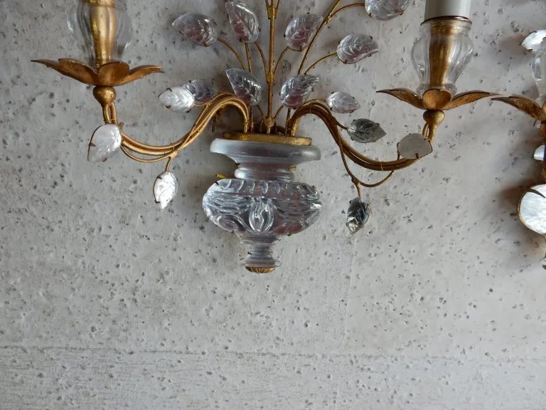 1970′ Série de 3 Appliques à la Marguerite Maison Baguès
