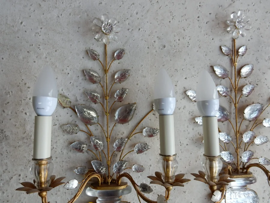 1970′ Series of 3 Marguerite Sconces Maison Baguès