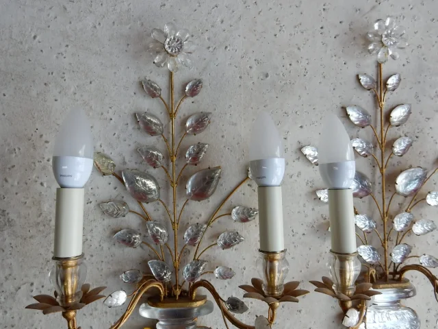 1970′ Series of 3 Marguerite Sconces Maison Baguès