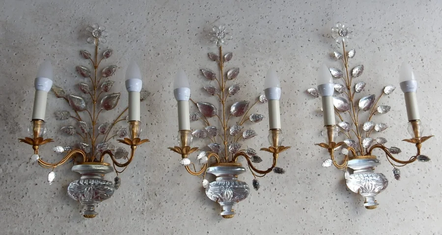 1970′ Series of 3 Marguerite Sconces Maison Baguès