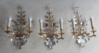 1970′ Series of 3 Marguerite Sconces Maison Baguès