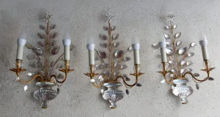 1970′ Series of 3 Marguerite Sconces Maison Baguès