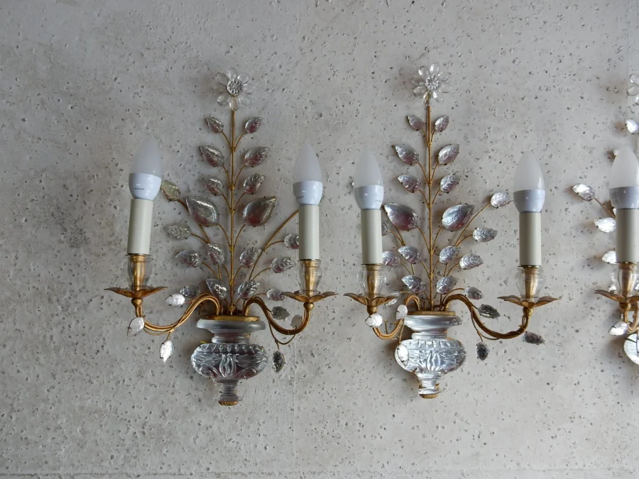1970′ Series of 3 Marguerite Sconces Maison Baguès