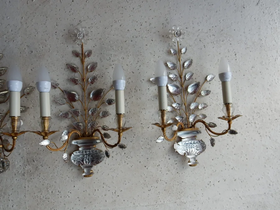 1970′ Series of 3 Marguerite Sconces Maison Baguès